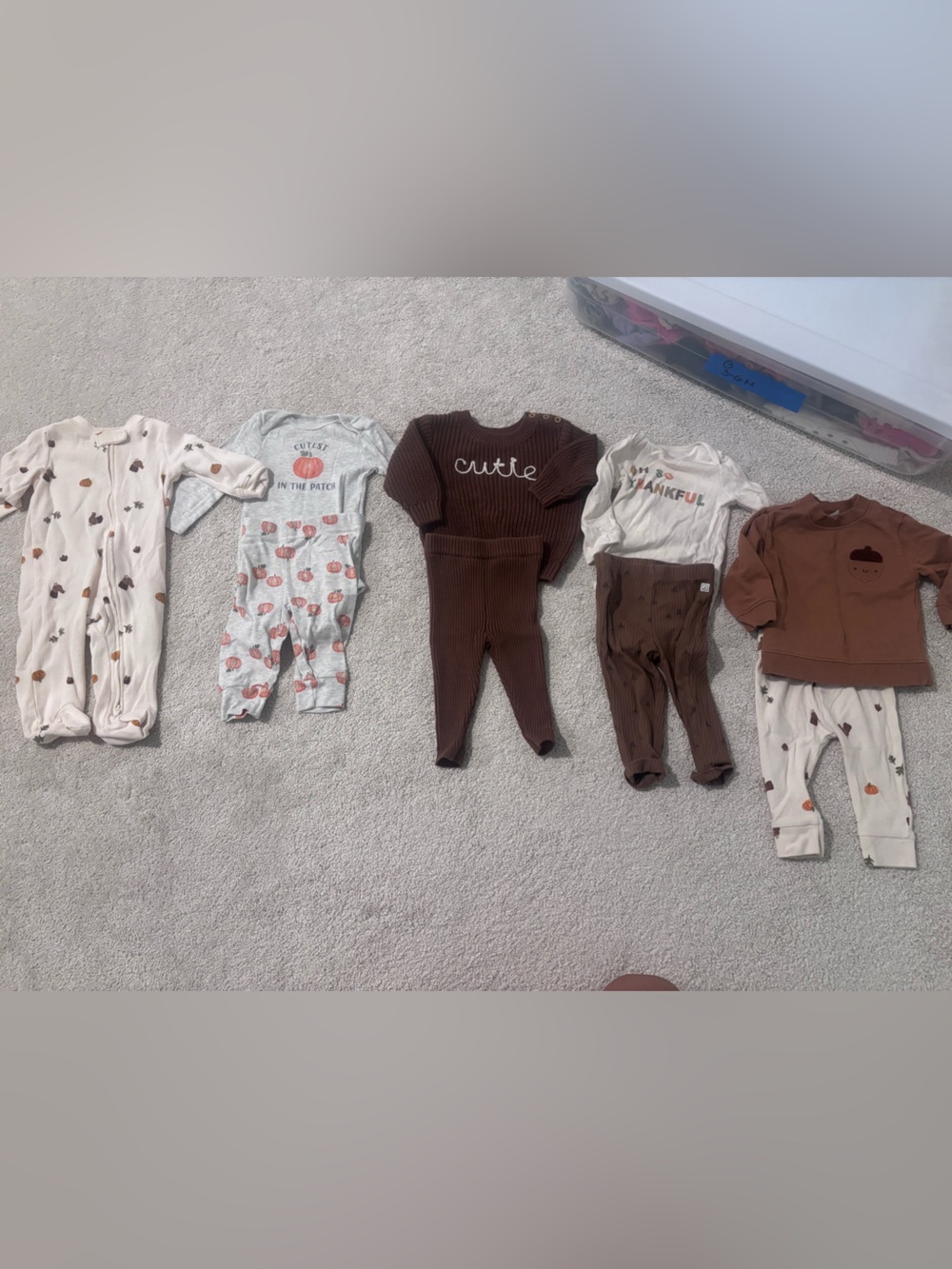 Neutral & Brown Baby Outfit Bundle - Fall & Pumpkin Prints